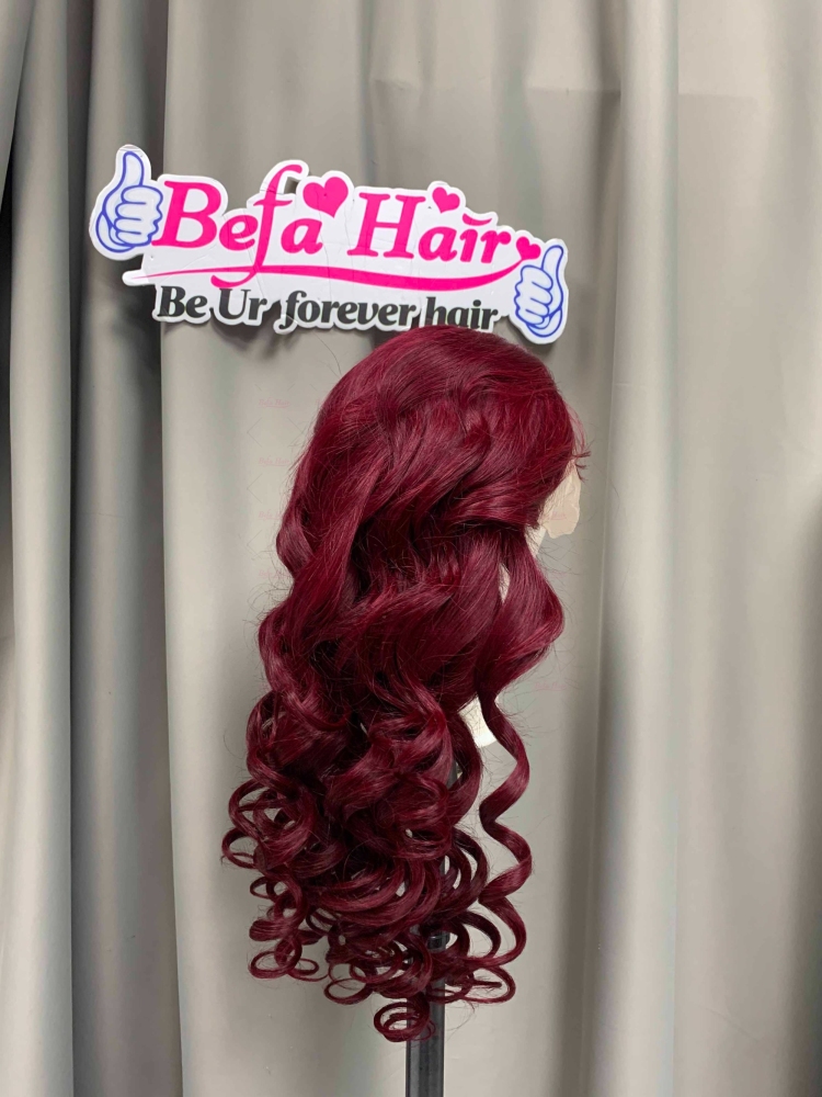 High Quality Burgundy Red Loose Wave Wig 4x4/ 5x5/ 13x4/ 13x6 Transparent Lace Highlights Human Hair Wigs