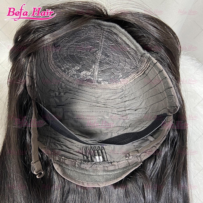 Wholesale None Lace Human Hair Wig 200% Density Bone Straight Natural Black Hair Wig With Bangs