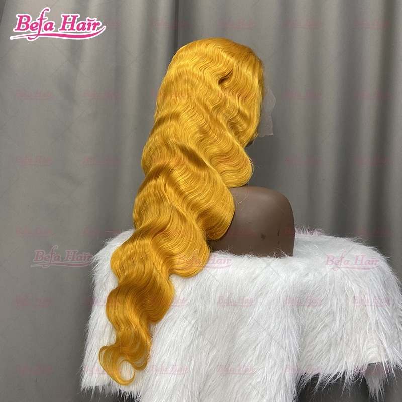 Customized Orange Yellow Body Wave Human Hair Wig 4x4/ 5x5/ 13x4/ 13x6 Transparent Human Hair Lace Wigs Orange Hair Wig