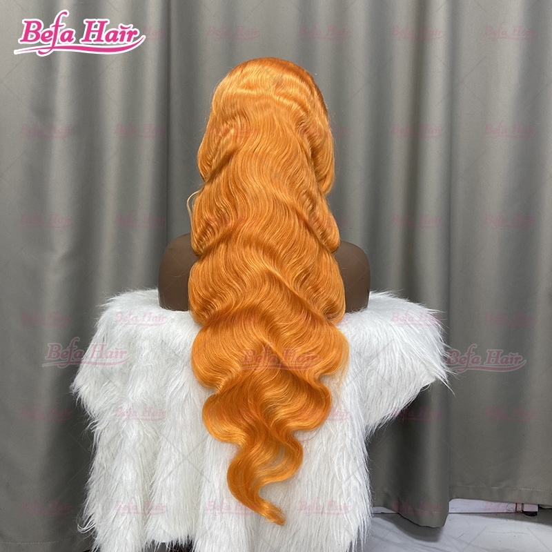 350# Ginger Orange Color Human Hair Wigs 4x4/ 5x5/ 13x4/ 13x6 Transparent Lace Body Wave Human Hair Wig Ginger Orange Wig