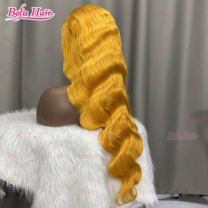 Customized Orange Yellow Body Wave Human Hair Wig 4x4/ 5x5/ 13x4/ 13x6 Transparent Human Hair Lace Wigs Orange Hair Wig