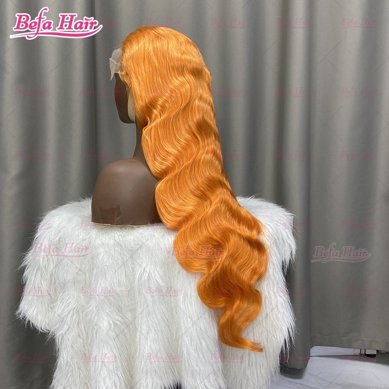350# Ginger Orange Color Human Hair Wigs 4x4/ 5x5/ 13x4/ 13x6 Transparent Lace Body Wave Human Hair Wig Ginger Orange Wig