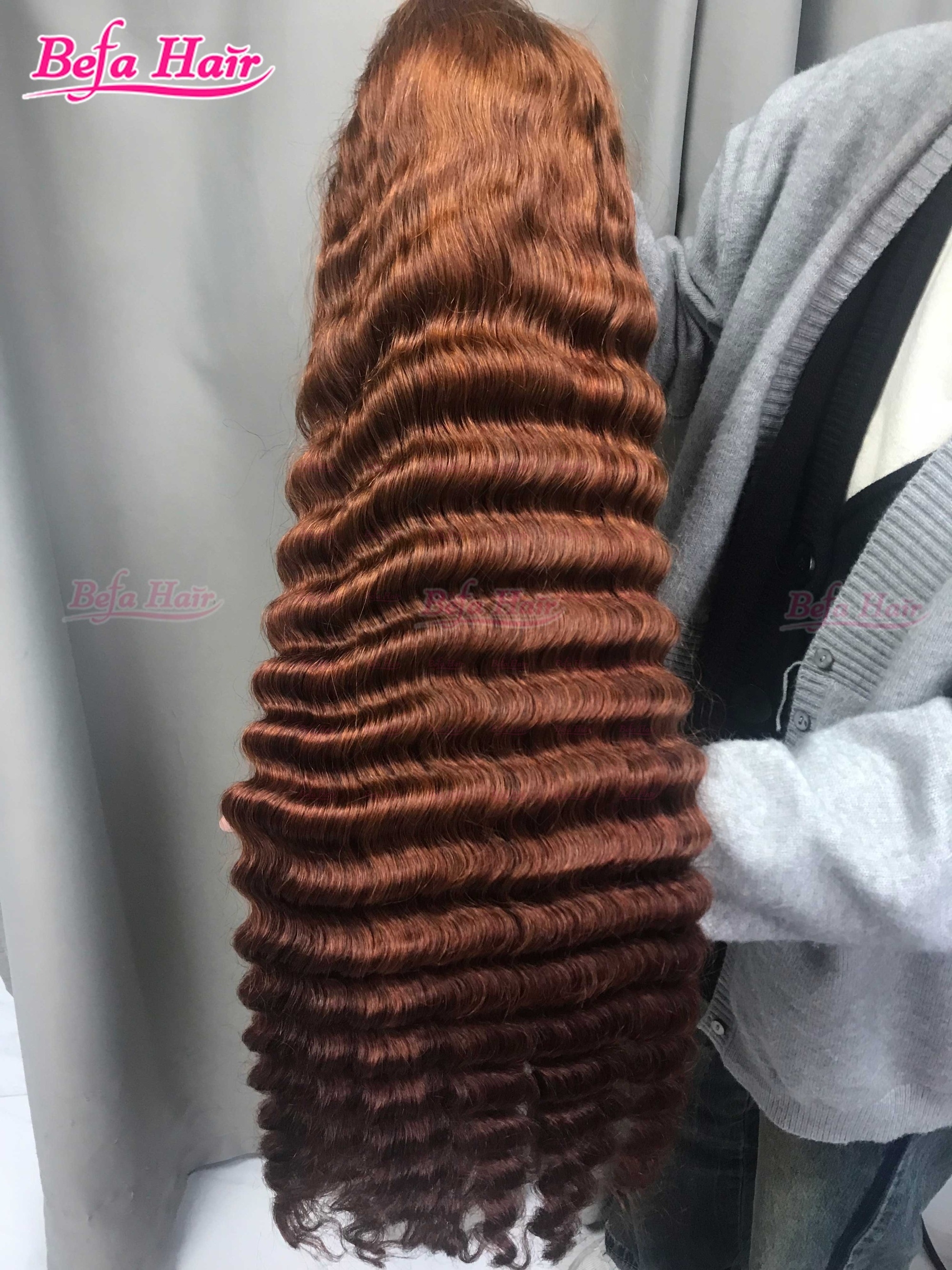 4x4/ 5x5/ 13x4/ 13x6/ 360 Transparent Lace 200% Density Deep Wave Wig Human Hair Cuticle Aligned Brown Color Human Hair Wig