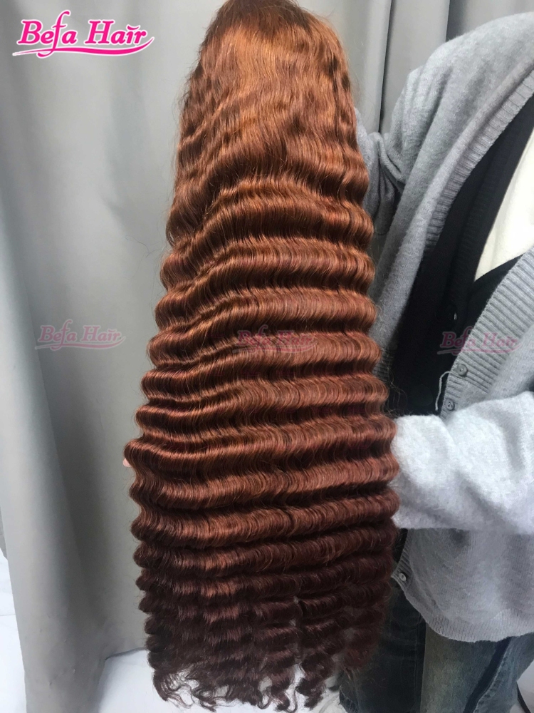 4x4/ 5x5/ 13x4/ 13x6/ 360 Transparent Lace 200% Density Deep Wave Wig Human Hair Cuticle Aligned Brown Color Human Hair Wig