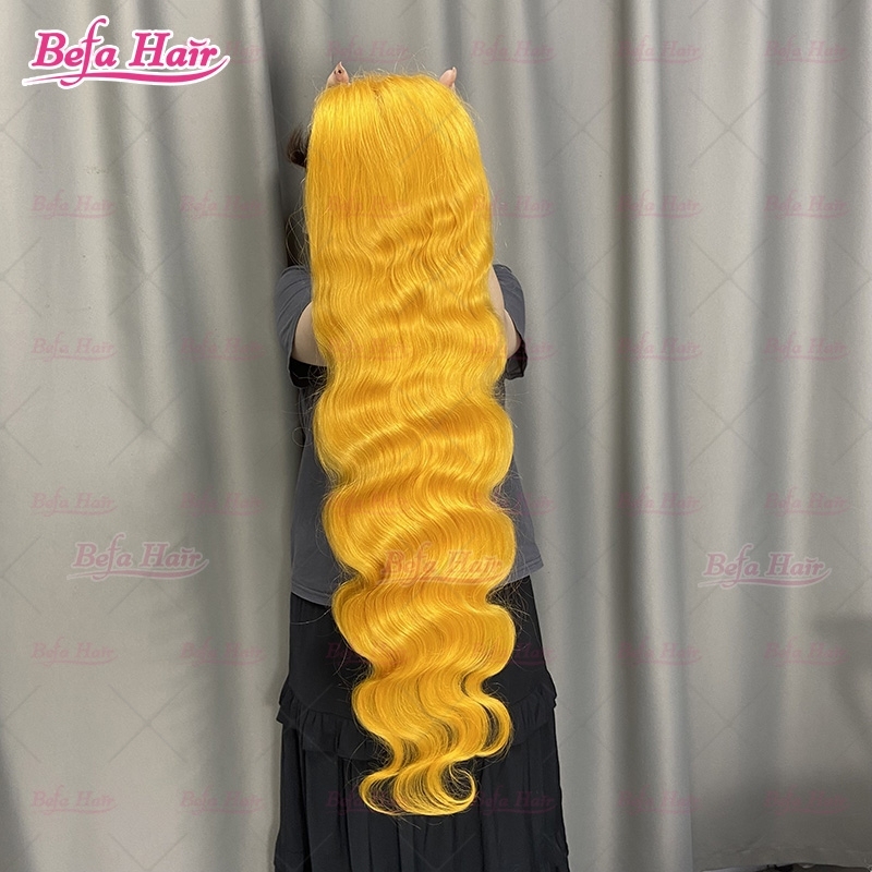 Customized Orange Yellow Body Wave Human Hair Wig 4x4/ 5x5/ 13x4/ 13x6 Transparent Human Hair Lace Wigs Orange Hair Wig