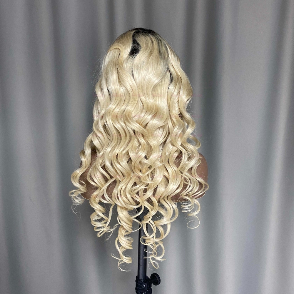 Highlight Color Loose Wave Ombre Blonde Human Hair Wig 4x4/ 5x5/ 13x4/ 13x6  Transparent Lace Ombre Wig