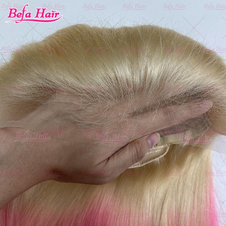 613-Pink Highlight Color Ombre Honey Blonde Wig 4x4/ 5x5/ 13x4/ 13x6 Transparent Lace Ombre Wig Pink Human Hair Wigs