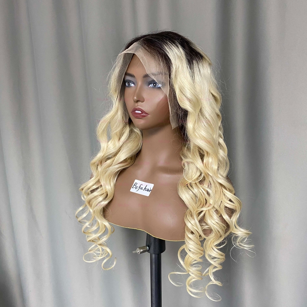 Highlight Color Loose Wave Ombre Blonde Human Hair Wig 4x4/ 5x5/ 13x4/ 13x6  Transparent Lace Ombre Wig