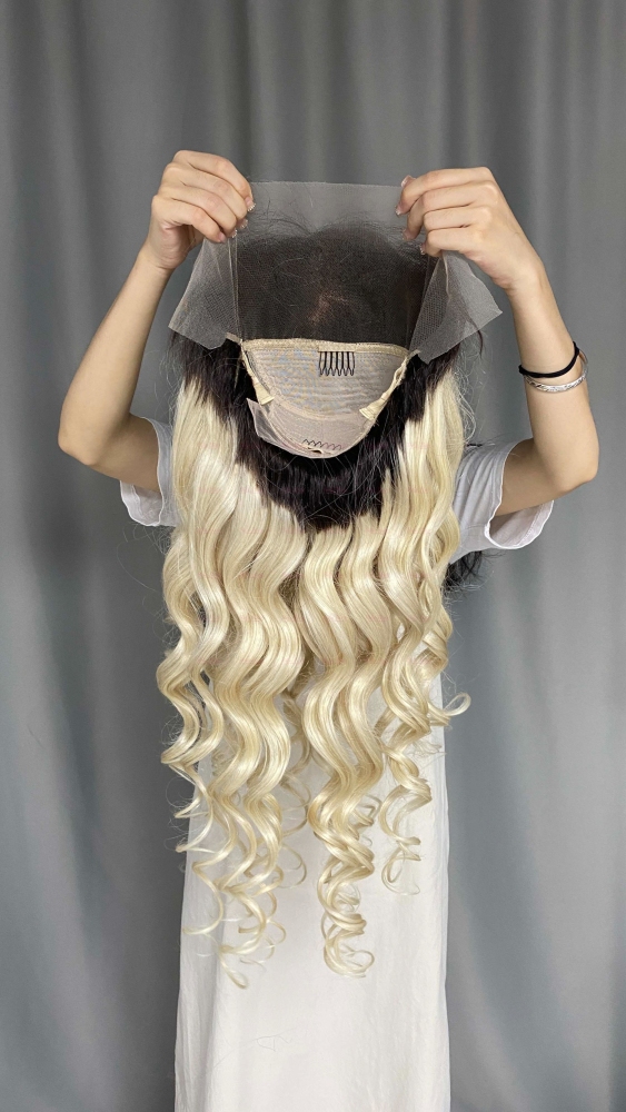 Highlight Color Loose Wave Ombre Blonde Human Hair Wig 4x4/ 5x5/ 13x4/ 13x6  Transparent Lace Ombre Wig