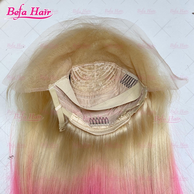613-Pink Highlight Color Ombre Honey Blonde Wig 4x4/ 5x5/ 13x4/ 13x6 Transparent Lace Ombre Wig Pink Human Hair Wigs