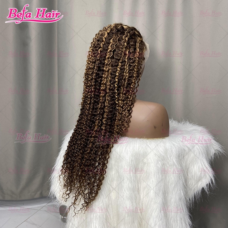 P4/27 Kinky Curly Wig Highlighted Human Hair Wigs 4x4/ 5x5/ 13x4/ 13x6 HD Transparent Lace Kinky Curly Hair Colored Wigs