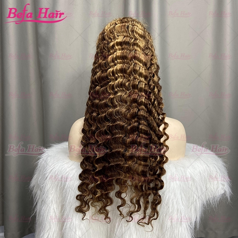 Deep Wave Human Hair Highlight Color Wig 4x4/ 5x5/ 13x4/ 13x6 HD Transparent Lace Wigs P4/27# Piano Color Wig