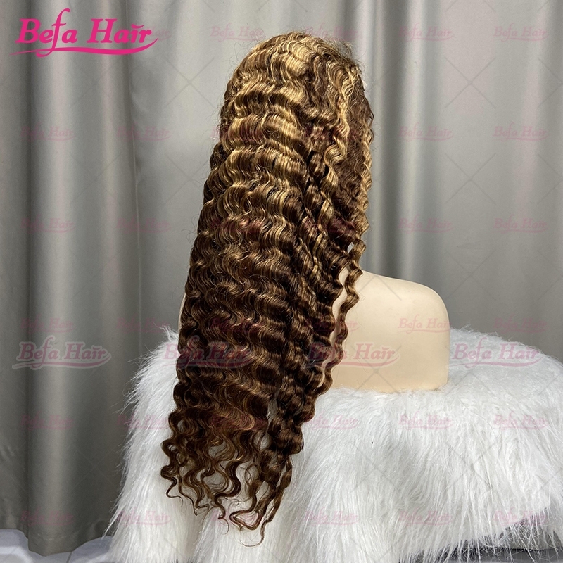 Deep Wave Human Hair Highlight Color Wig 4x4/ 5x5/ 13x4/ 13x6 HD Transparent Lace Wigs P4/27# Piano Color Wig