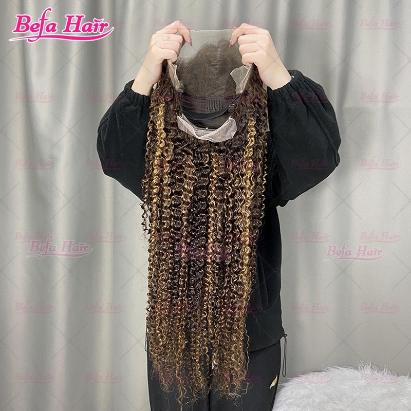 P4/27 Kinky Curly Wig Highlighted Human Hair Wigs 4x4/ 5x5/ 13x4/ 13x6 HD Transparent Lace Kinky Curly Hair Colored Wigs