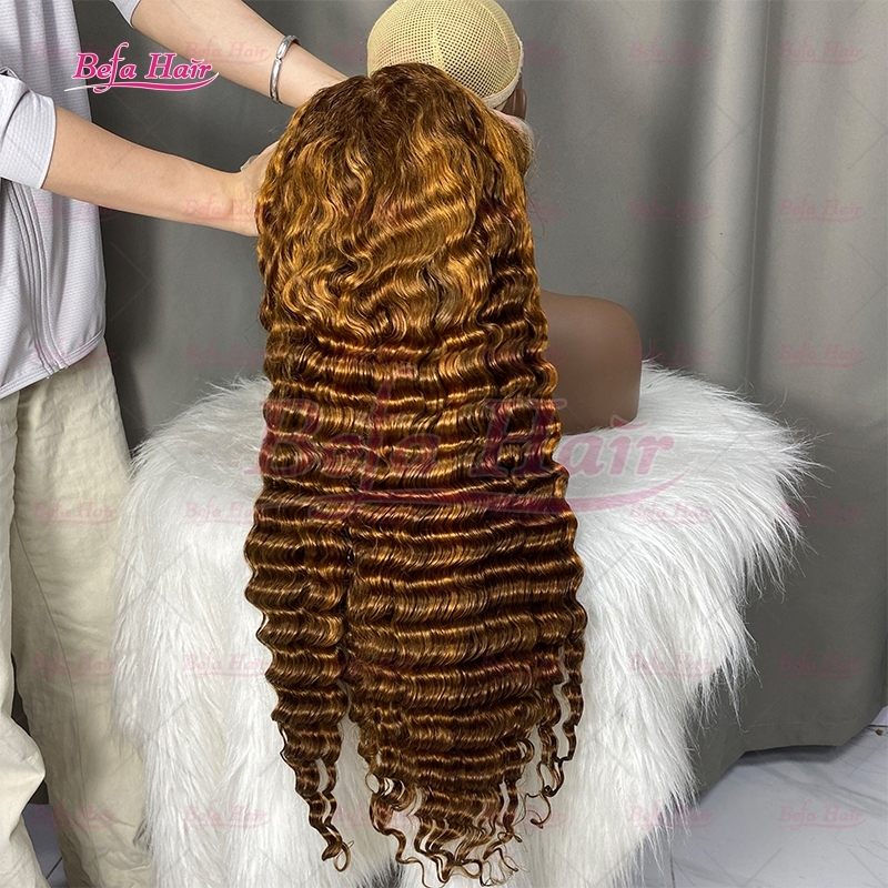 Highlight Piano Color Brown Blond Wig Pre Plucked Color Human Hair Wigs 4x4/ 5x5/ 13x4/ 13x6 Transparent Lace Deep Wave Wig