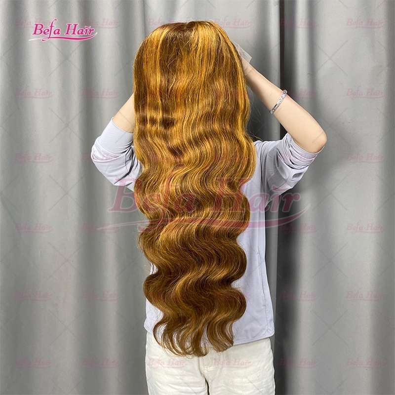 Highlight Piano Color Brown Blond Wig Mink Virgin Hair 4x4/ 5x5/ 13x4/ 13x6 Transparent Lace Body Wave Wig