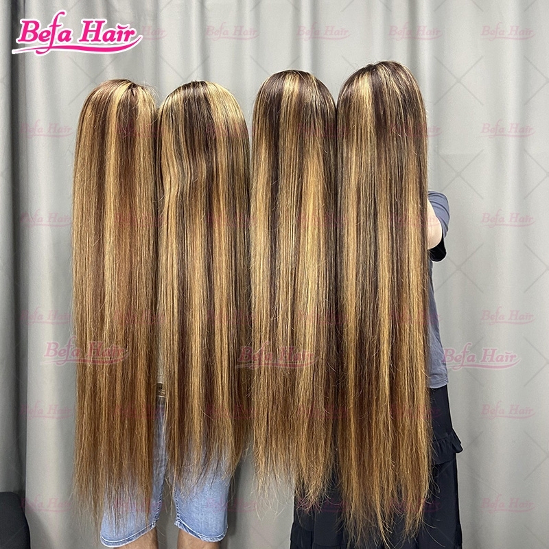 Highlight Piano Color P4-27 Brazilian Virgin Human Hair 4x4/ 5x5/ 13x4/ 13x6 HD/Transparent Lace Straight Human Hair Wig
