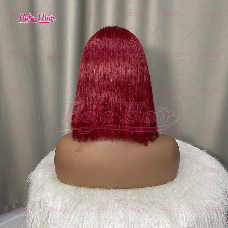 Wholesale Burgundy Color Wig Human Hair 99J Wig Straight Bob Wigs 4x4 5x5 13x4 13x6 Transparent Lace 99J Burgundy Color Wig