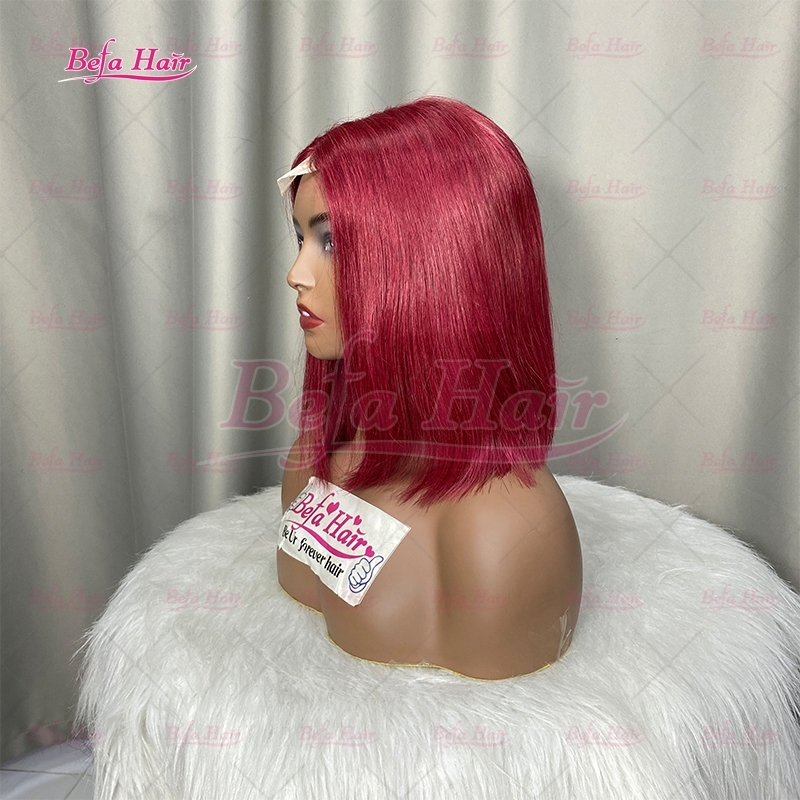 Wholesale Burgundy Color Wig Human Hair 99J Wig Straight Bob Wigs 4x4 5x5 13x4 13x6 Transparent Lace 99J Burgundy Color Wig