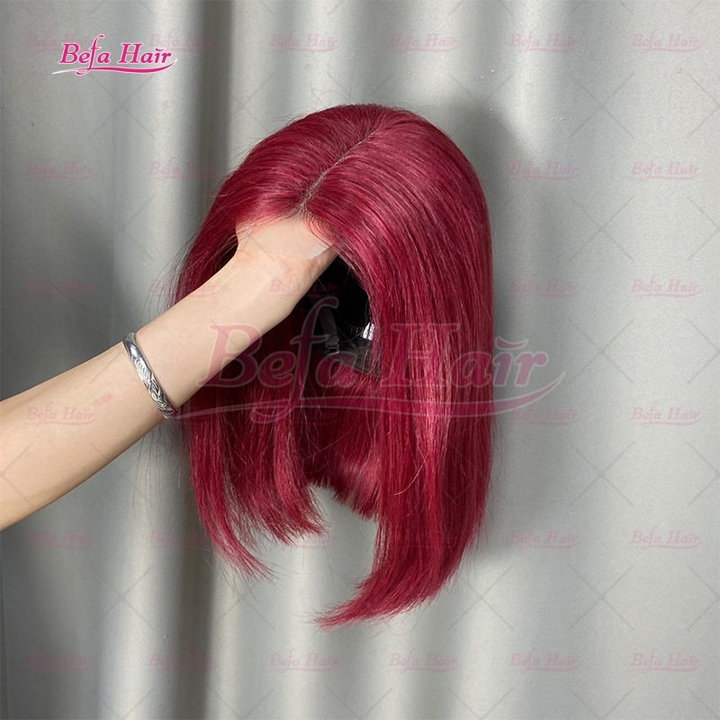 Wholesale Burgundy Color Wig Human Hair 99J Wig Straight Bob Wigs 4x4 5x5 13x4 13x6 Transparent Lace 99J Burgundy Color Wig