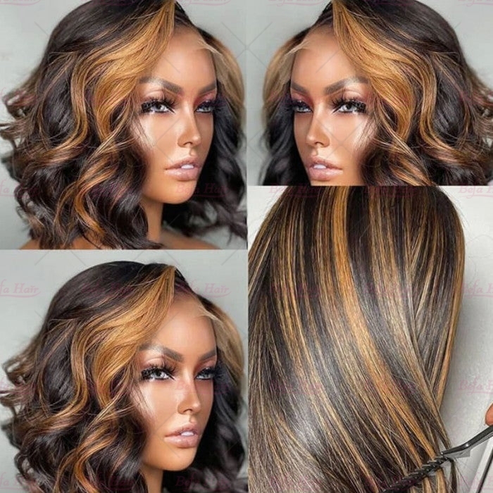 Wholesale Short Bob Wigs Blonde Highlight 1B/27# Pre-Plucked Body Waves 2X6 4x4 5x5 13x4 13x6 360 Lace Bob Human Hair Wigs