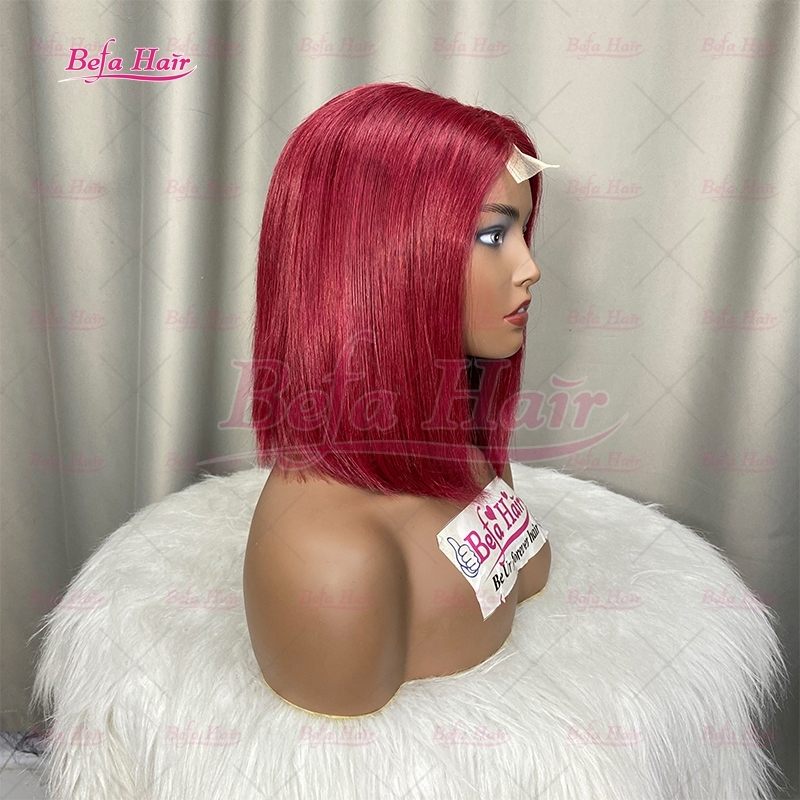 Wholesale Burgundy Color Wig Human Hair 99J Wig Straight Bob Wigs 4x4 5x5 13x4 13x6 Transparent Lace 99J Burgundy Color Wig