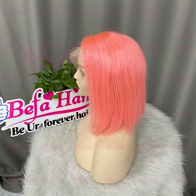 Wholesale Virgin Hair Vendors Pink Wigs Human Hair Vietnamese Bob Wigs 4x4 5x5 13x4 13x6 Transparent Lace Pink Highlight Wig