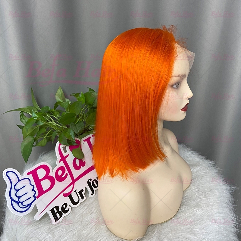 Wholesale Brazilian Hair Orange Wigs Human Hair Bob Wig 4x4 5x5 13x4 13x6 Transparent Lace Orange Color Wig