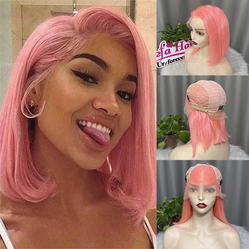 Wholesale Virgin Hair Vendors Pink Wigs Human Hair Vietnamese Bob Wigs 4x4 5x5 13x4 13x6 Transparent Lace Pink Highlight Wig