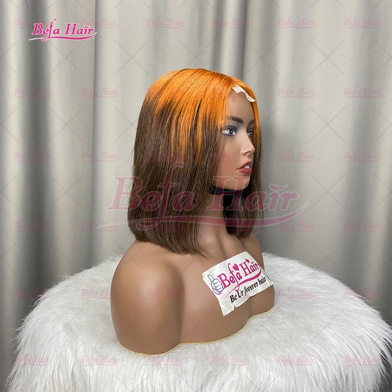 Wholesale Ginger Orange Color Human Hair Wigs Orange-4# Ombre Human Hair 4x4 5x5 13x4 13x6 Transparent Lace Brown Color Wig