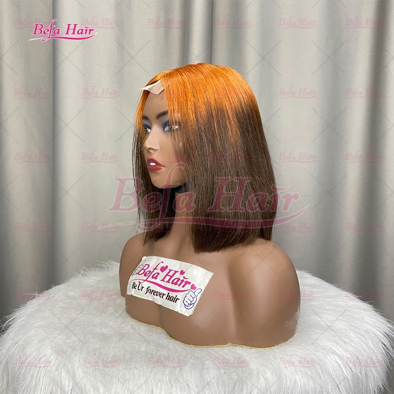 Wholesale Ginger Orange Color Human Hair Wigs Orange-4# Ombre Human Hair 4x4 5x5 13x4 13x6 Transparent Lace Brown Color Wig