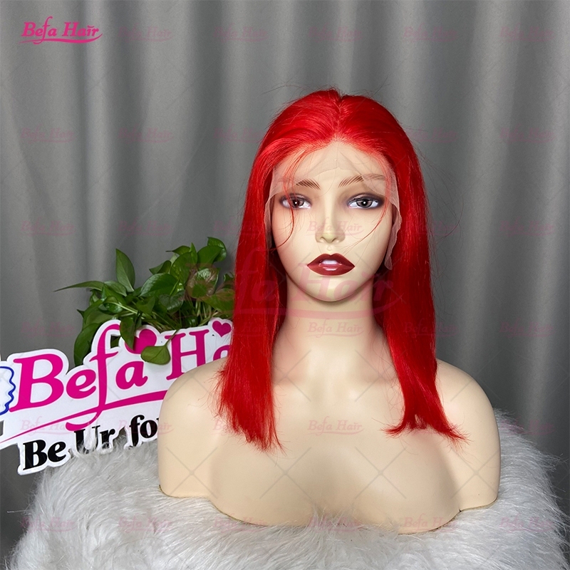 Wholesale Colored Bob Wigs Peruvian Human Hair Red Wig Short Hair 4x4 5x5 13x4 13x6 Transparent Lace Wigs