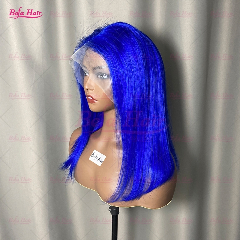 Wholesale Short Bob Blue Lace Wig Brazilian Bob Wig 4x4 5x5 13x4 13x6 Transparent Blue Human Hair Wigs Colored Bob Wigs