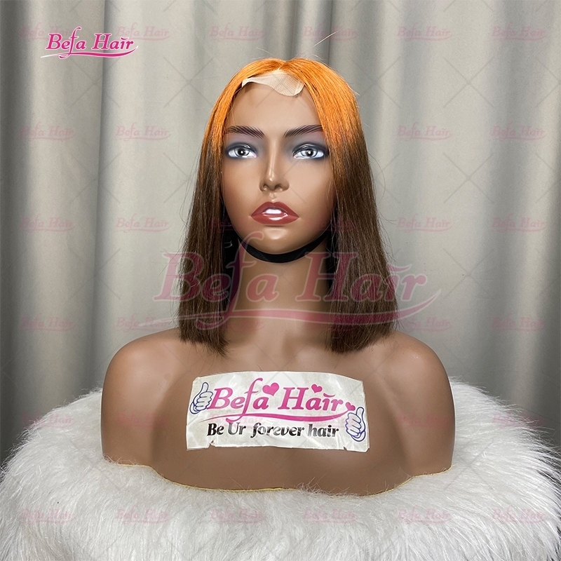 Wholesale Ginger Orange Color Human Hair Wigs Orange-4# Ombre Human Hair 4x4 5x5 13x4 13x6 Transparent Lace Brown Color Wig