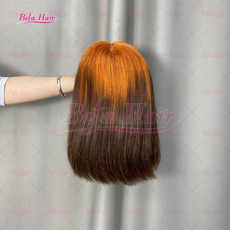 Wholesale Ginger Orange Color Human Hair Wigs Orange-4# Ombre Human Hair 4x4 5x5 13x4 13x6 Transparent Lace Brown Color Wig