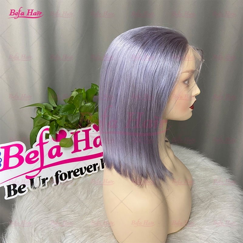 Wholesale Gray Purple Short Bob Wigs Human Hair Brazilian Bob Wig 4x4 5x5 13x4 13x6 Transparent Purple Human Hair Wig
