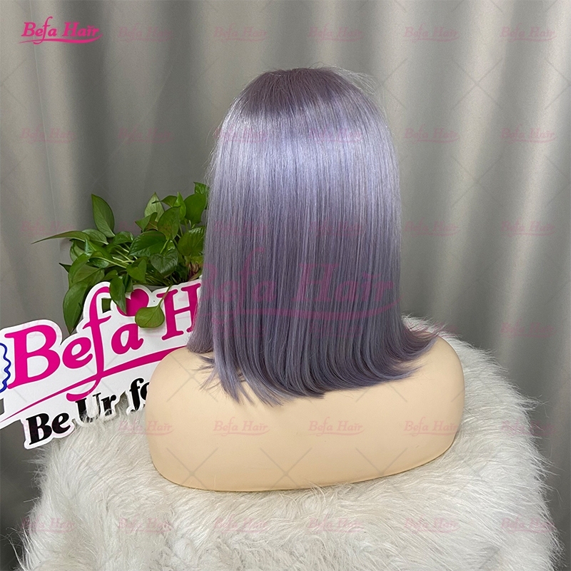 Wholesale Gray Purple Short Bob Wigs Human Hair Brazilian Bob Wig 4x4 5x5 13x4 13x6 Transparent Purple Human Hair Wig