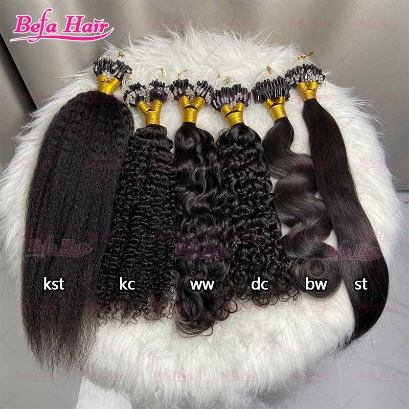 Wholesale Cuticle Aligne Hair 16"-30"inch Micro Loop Human Hair Extensions (BW/ DC/ WW/ IC/ MW/ LW/ KC/ KS) Curly Microlink Hair Extensions