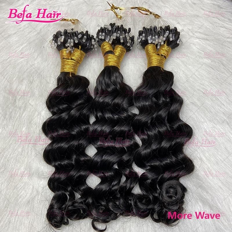 Wholesale Cuticle Aligne Hair 16"-30"inch Micro Loop Human Hair Extensions (BW/ DC/ WW/ IC/ MW/ LW/ KC/ KS) Curly Microlink Hair Extensions