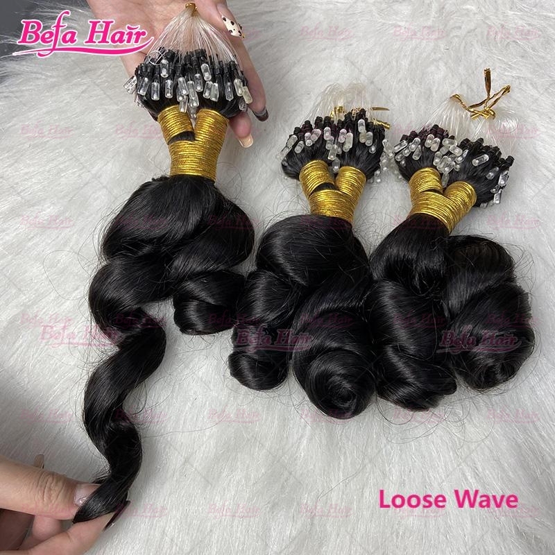 Wholesale Cuticle Aligne Hair 16"-30"inch Micro Loop Human Hair Extensions (BW/ DC/ WW/ IC/ MW/ LW/ KC/ KS) Curly Microlink Hair Extensions