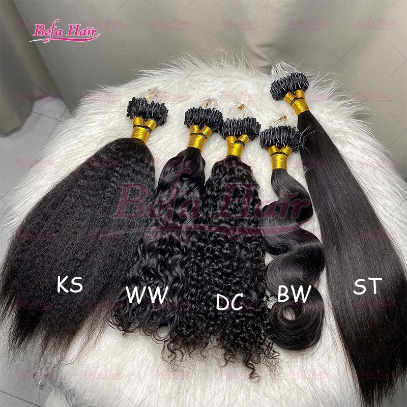 Wholesale Cuticle Aligne Hair 16"-30"inch Micro Loop Human Hair Extensions (BW/ DC/ WW/ IC/ MW/ LW/ KC/ KS) Curly Microlink Hair Extensions
