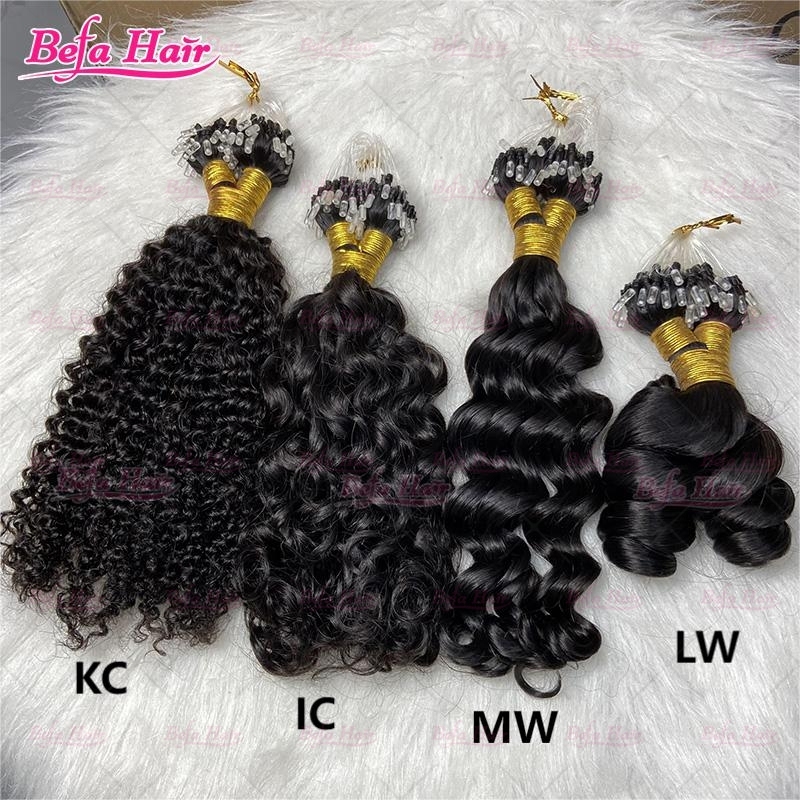 Wholesale Cuticle Aligne Hair 16"-30"inch Micro Loop Human Hair Extensions (BW/ DC/ WW/ IC/ MW/ LW/ KC/ KS) Curly Microlink Hair Extensions