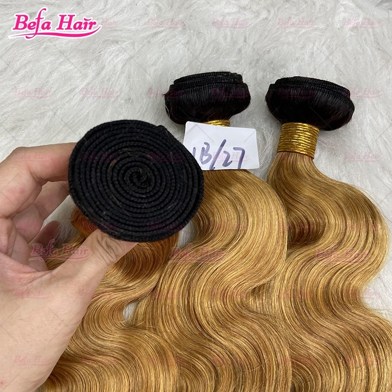 Wholesale Hair Weaves 1b-27 Ombre Hair Bundles Straight/ Body Wave 2pcs/3Bundles/4Bundles 12-30 Inches Ombre Human Hair Bundles