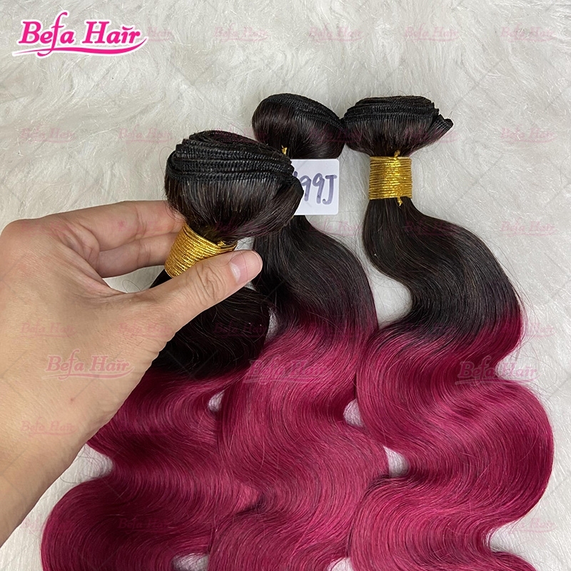 Wholesale 1b 99j Ombre Colors 1Bundles 12-30 Inches Ombre Hair Bundles Straight/ Body Hair Weave