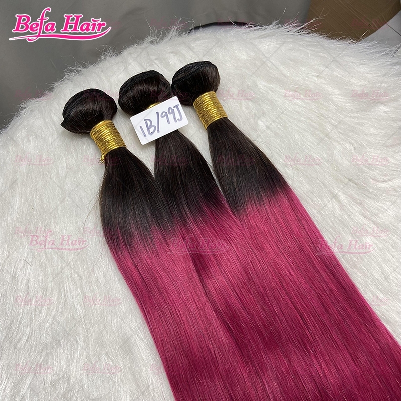 Wholesale 1b 99j Ombre Colors 2pcs/3Bundles/4Bundles 12-30 Inches Ombre Hair Bundles Straight/ Body Hair Weave