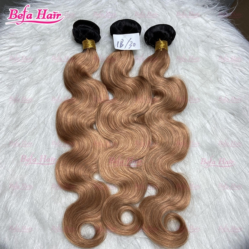 Wholesale 12-30 Inches Ombre Human Hair Bundles 1Bundles 1b/30 Ombre Colors Straight/ Body Hair Weave