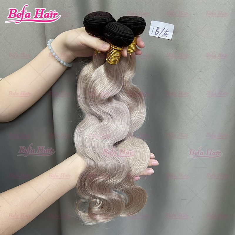 Wholesale Ombre Hair Bundles 1B-Grey Hair 2pcs/3Bundles/4Bundles 10-30 Inches Straight/ Body Hair Weave