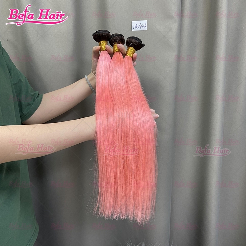 Wholesale Ombre Human Hair 1B-Pink Hair 2pcs/3Bundles/4Bundles 10-30 Inches Straight/ Body Hair Weave Color Hair Bundle