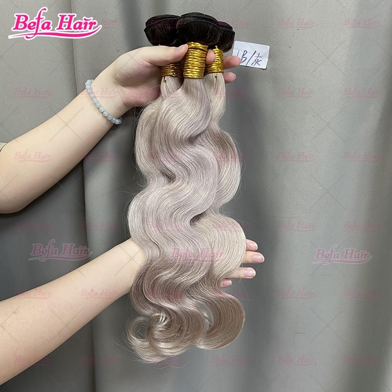 Wholesale Ombre Hair Bundles 1B-Grey Hair 2pcs/3Bundles/4Bundles 10-30 Inches Straight/ Body Hair Weave