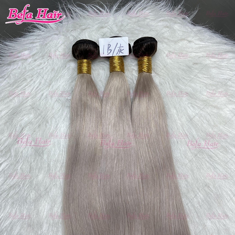 Wholesale Ombre Hair Bundles 1B-Grey Hair 2pcs/3Bundles/4Bundles 10-30 Inches Straight/ Body Hair Weave